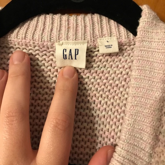 Large Pink & White Knit Gap Cotton Sweater - Picture 3 of 4